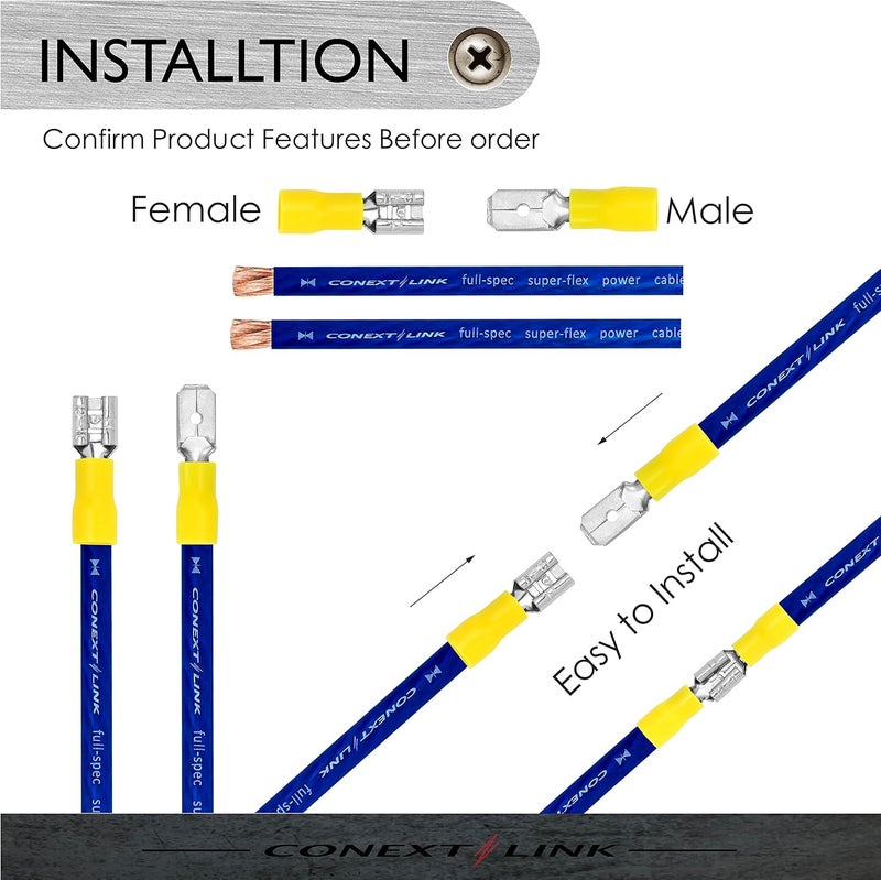 Conext Link Vinyl Quick Disconnect Terminal, Female Yellow 12-10awg, 0.250", 25 Pack（17345） - Image 4
